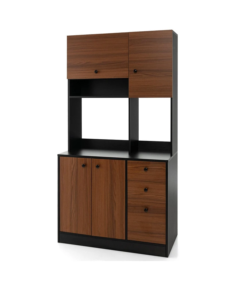 71 Inch Kitchen Pantry with 3 Storage Cabinet and 3 Deep Drawers