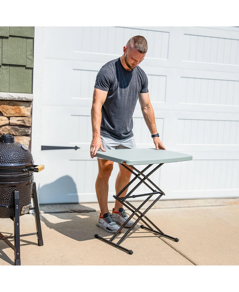 Indoor/Outdoor Rectangular Patio Table with Adjustable Legs and Plastic Top - 29.5" - Gray