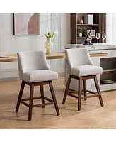 Set of 2 Counter Height Swivel Bar Stools, 26" Upholstered Chairs with 360° Swivel-The Pop Home