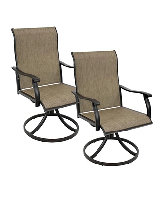 Outdoor Classic Garden Patio Swivel Dining Chairs - Brown - 2pk