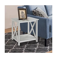 1 Open Shelf End Table with X-Shaped Accents Stylish and Functional Storage for Living Room or Bedroom