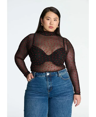 Eloquii Women's Mesh Heart Top