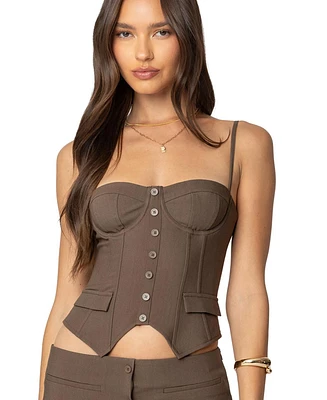 Edikted Womens Ellis Buttoned Up Corset