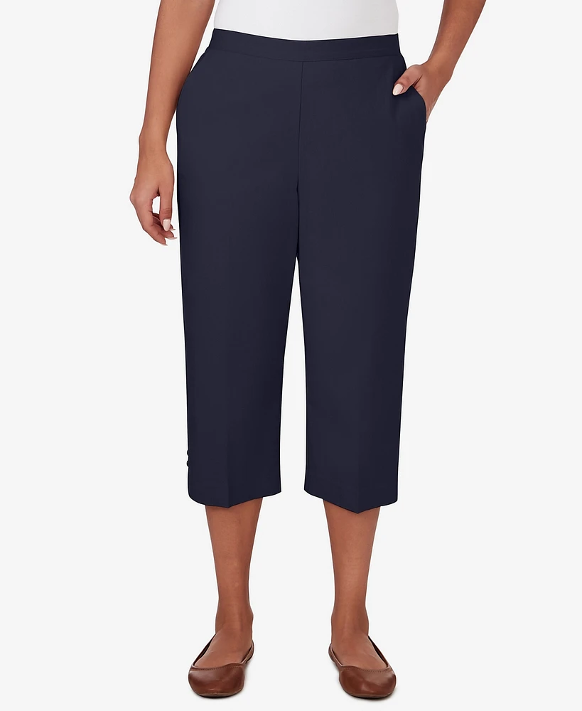 Alfred Dunner Women's Classic Twill Denim Split Hem Capri Jeans