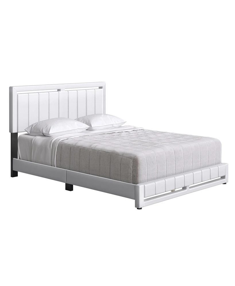 Boyd Sleep Belle Upholstered Platform Bed with Headboard, Mattress Foundation with Strong 14 Wood Slat Supports