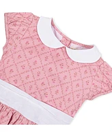 Hope & Henry Toddler Girls Short Sleeve Sateen Dress with Peter Pan Collar