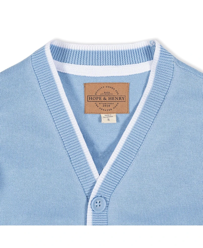 Hope & Henry Boys' Organic Long Sleeve Tipped Cardigan Sweater, Kids