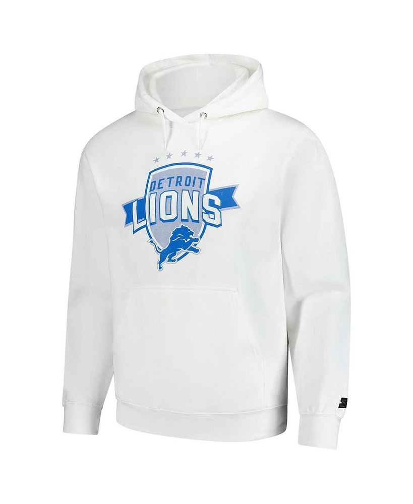 Starter Men's White Detroit Lions Vintage Pullover Hoodie