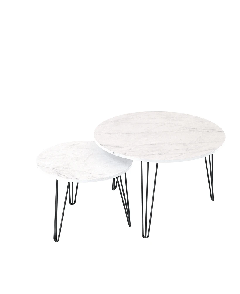Round Nesting Coffee Table Set of 2 for Space-Saving and Stylish Living Room Decor