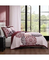 Bebejan Rosewood Harmony 100 Cotton Sateen 3 Piece Reversible King Size Quilted Coverlet Set