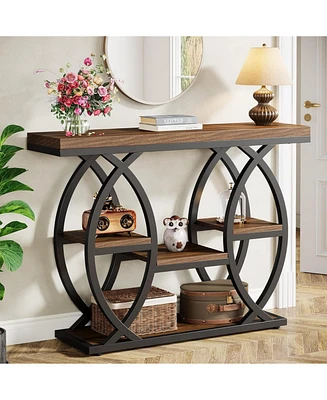 Tribesigns 39.4" Console Table, Industrial 4-Tier Sofa Table Entryway Table with Storage Shelves