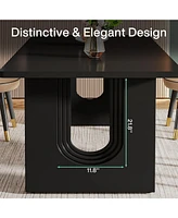 Tribesigns Modern Dining Table for 6 to 8 People, 71" Large Kitchen with Wood Pedestal Base, Rectangular Long Dinner Kitch