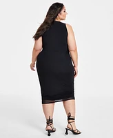 Nina Parker Trendy Plus Size Printed Mesh Midi Dress