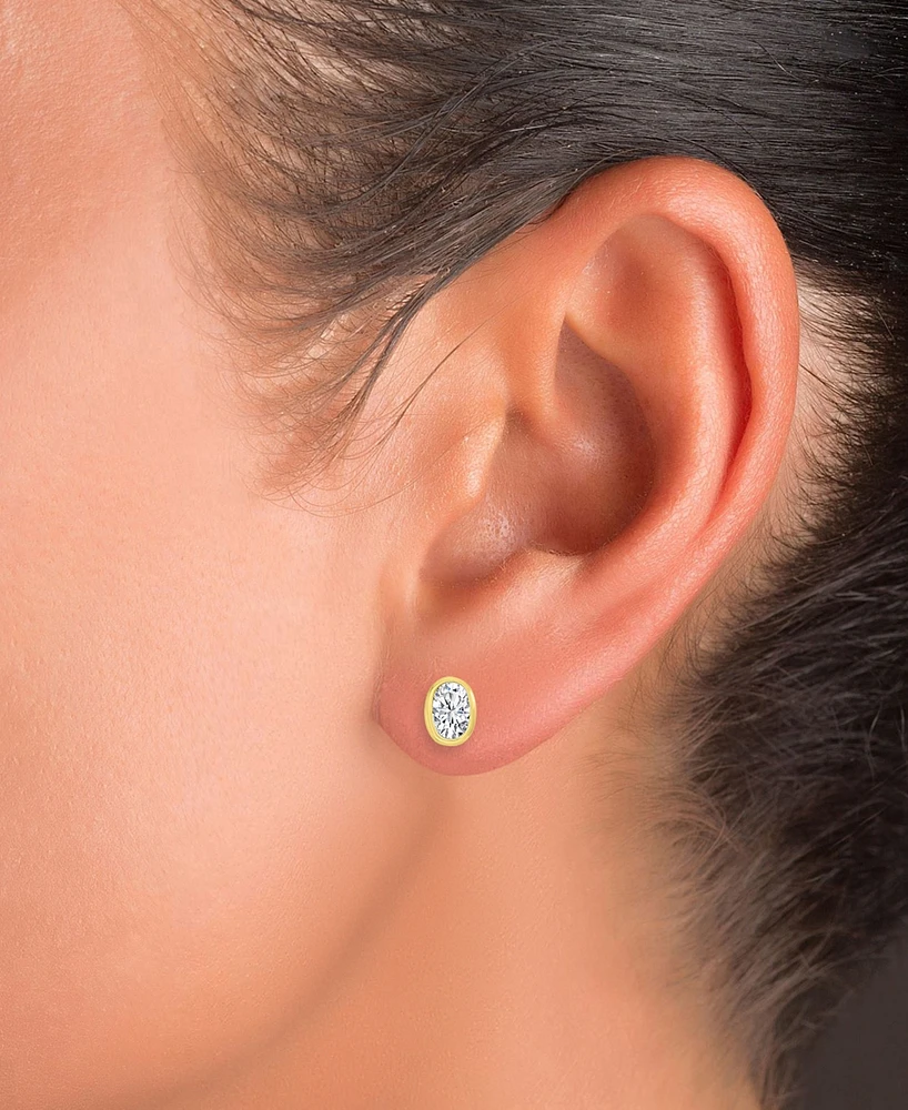 Cubic Zirconia Oval Stud Earrings (1-3/8 ct. t.w.) 14k Gold-Plated Sterling Silver