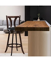 Gymax Set of 4 Swivel Bar stools 29.5" Bar Height Chairs with Rubber Wood Legs