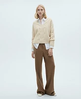 Mango Women's V-Neck Braided Sweater