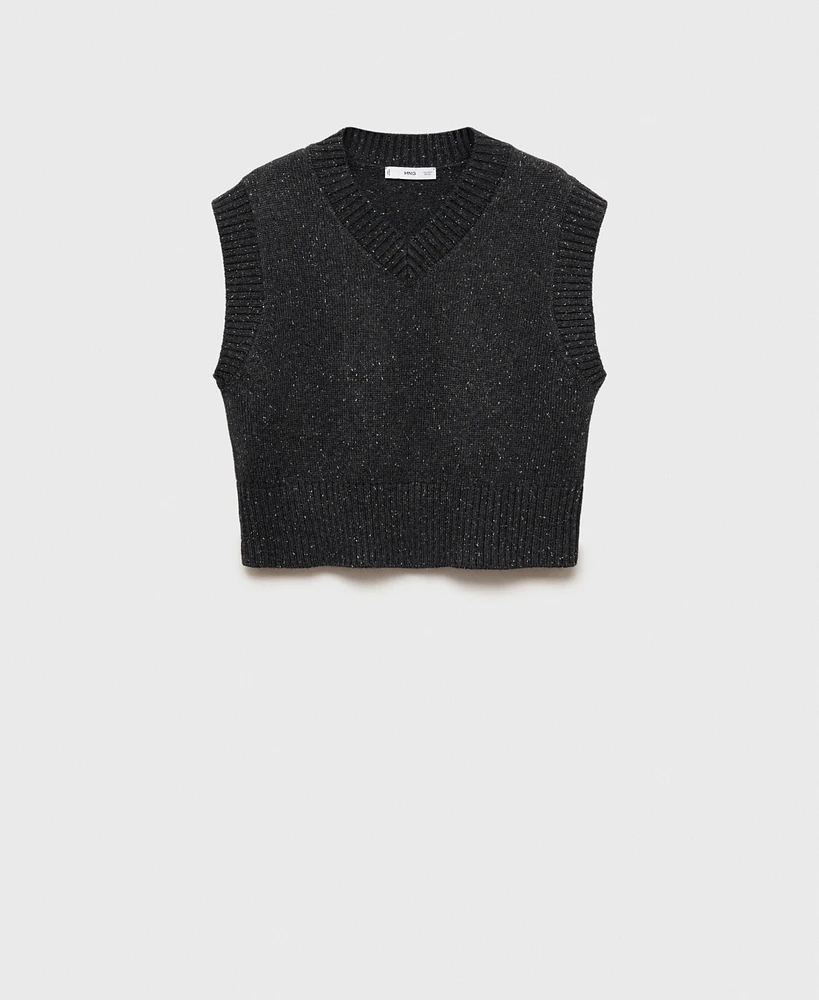 Mango Women's V-Neck Knitted Sweater Vest