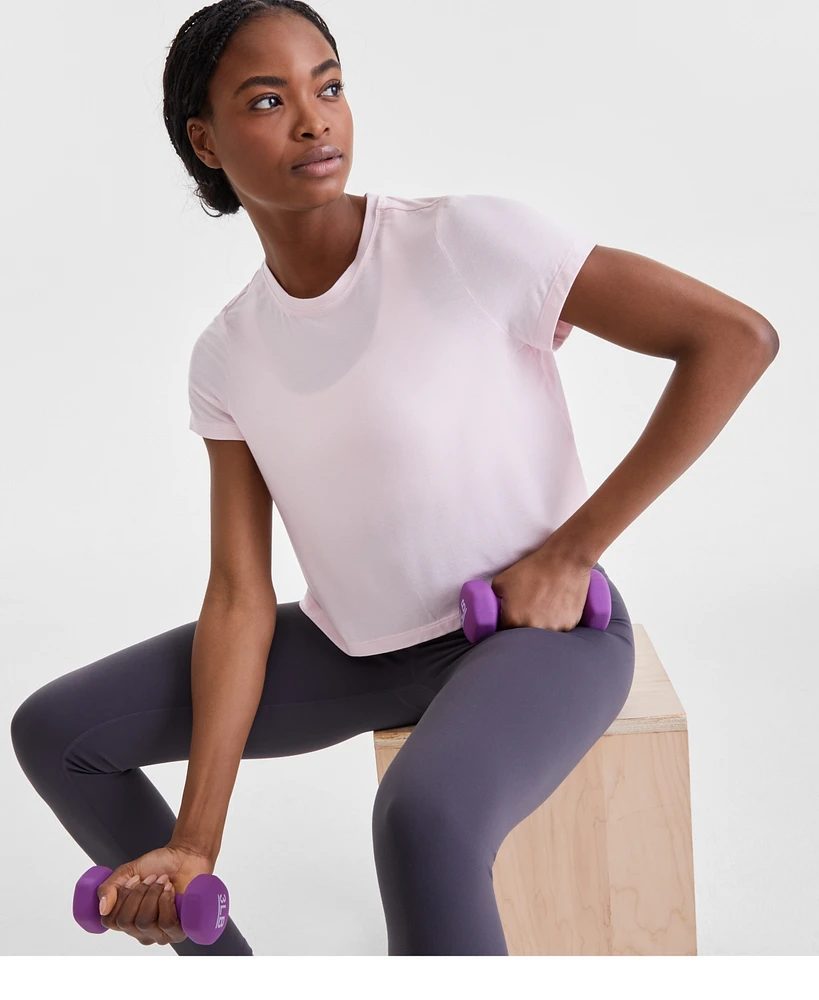 Id Ideology Women's Short-Sleeve Crewneck Knit T-Shirt, Exclusively at Macy's