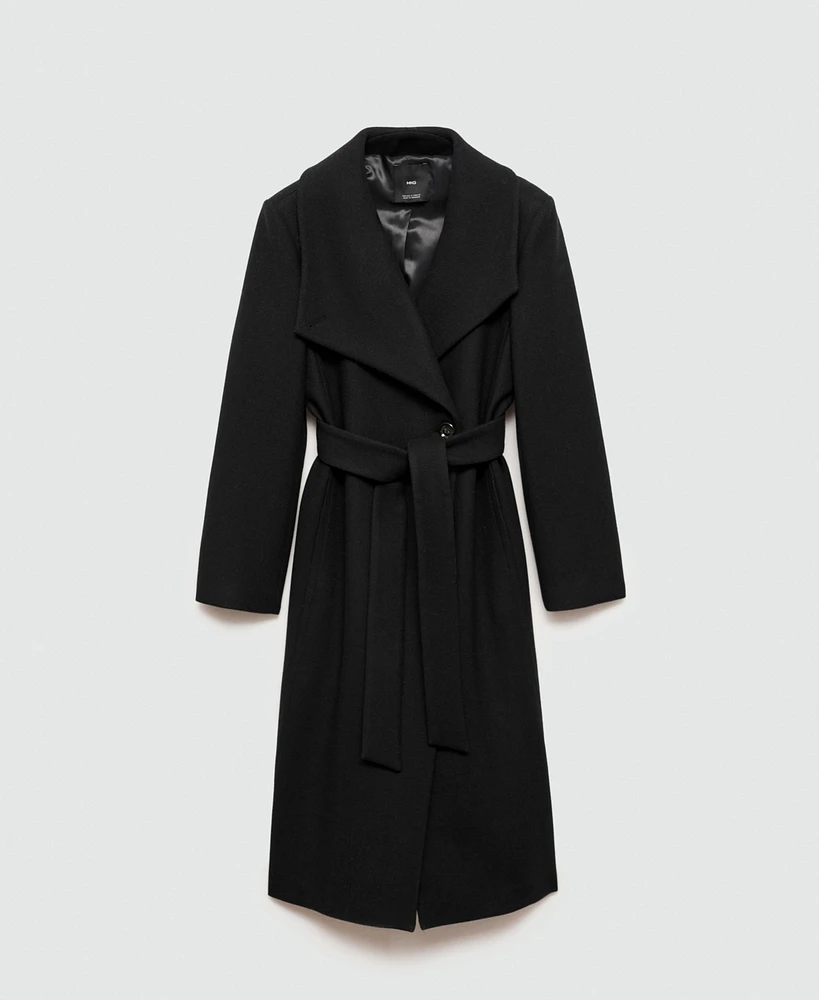 Mango Women's Belted Woolen Coat