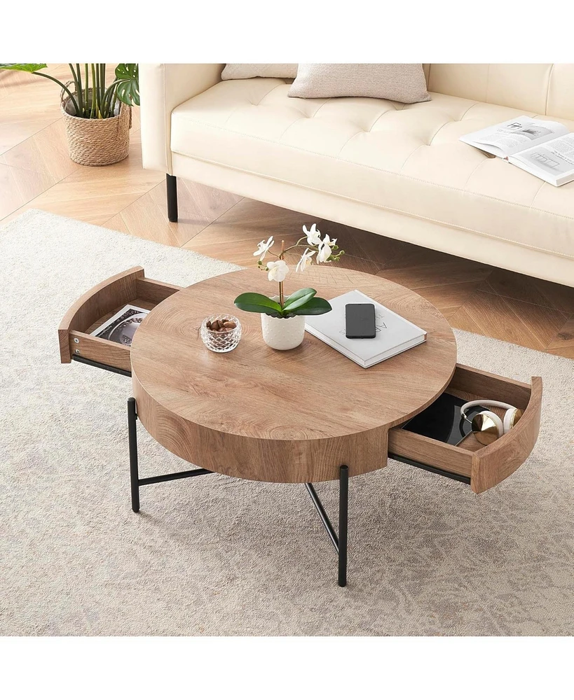 Coffee Table with Drawers Round Center Table