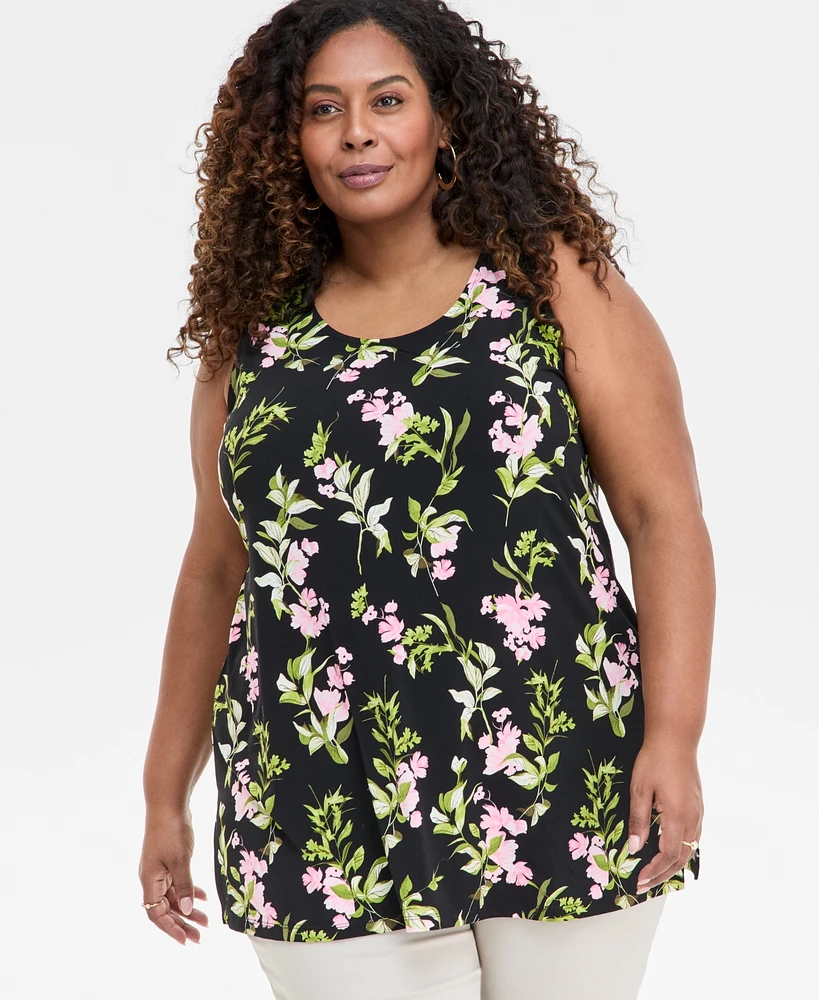 Jm Collection Plus Size Printed Tunic Tank, Exclusively at Macy's
