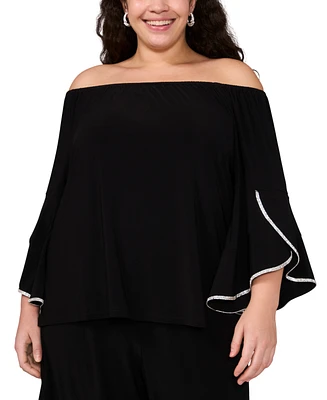 Msk Plus Size Off-The-Shoulder Ruffle-Sleeve Top
