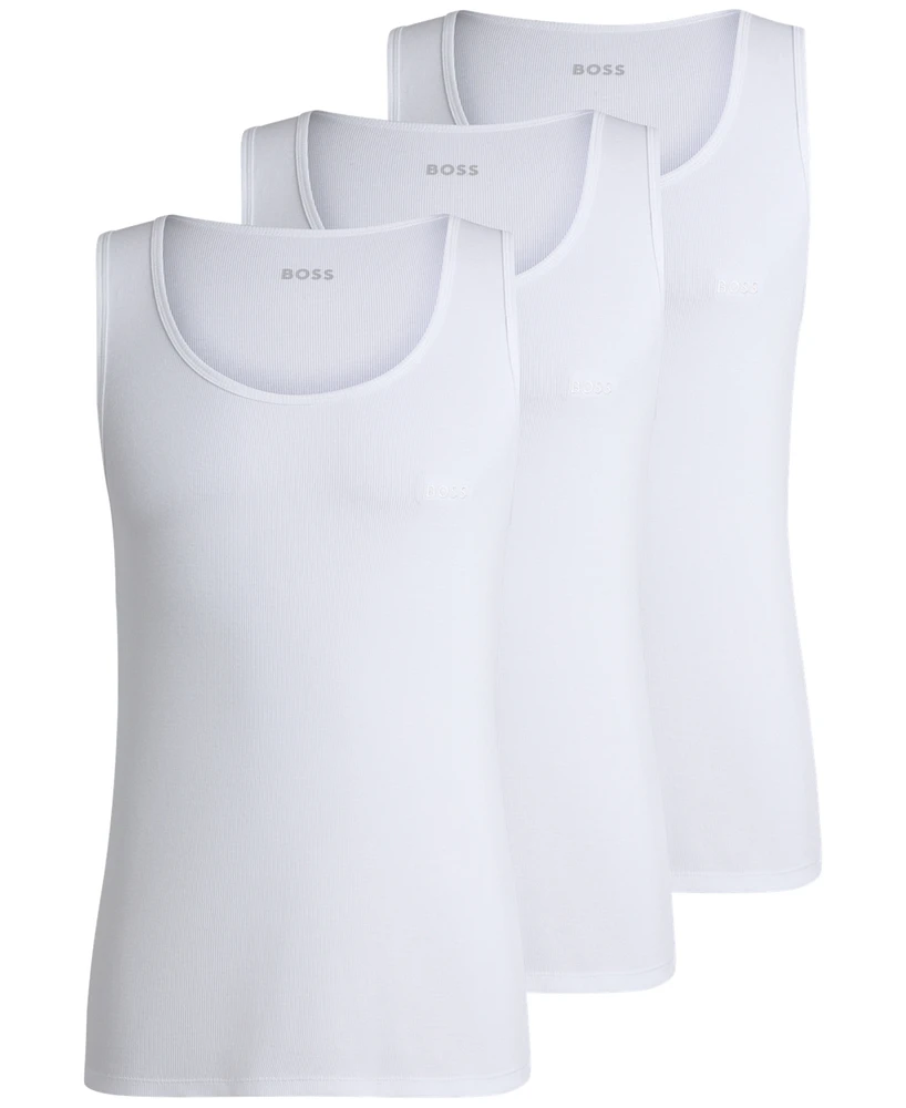 Boss by Hugo Men's 3-Pack Classic Ribbed Tank Tops