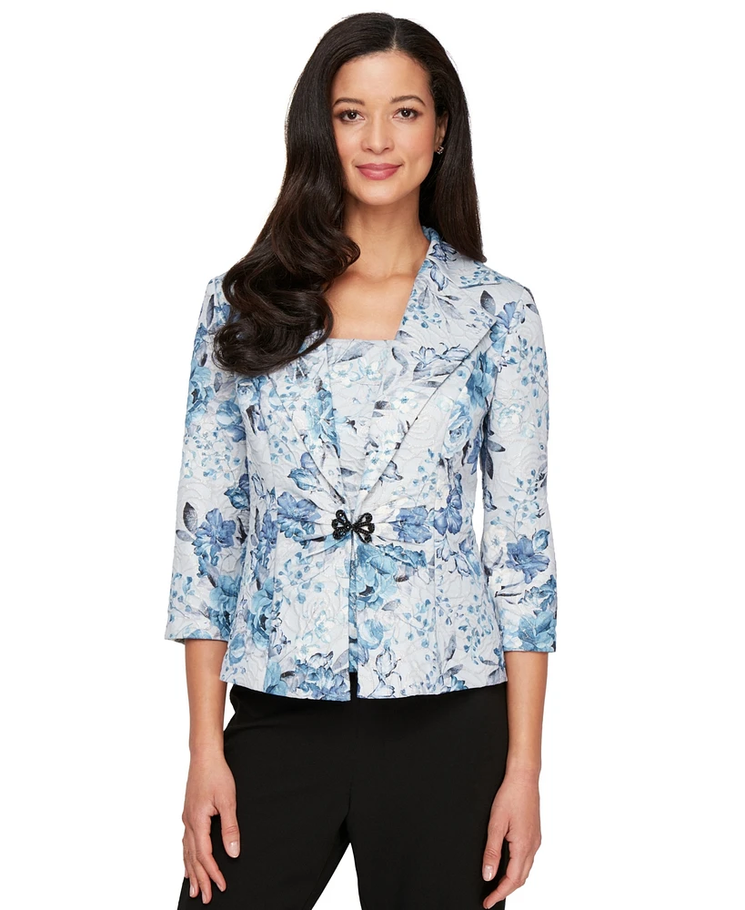 Alex Evenings Petite Metallic Jacquard Jacket & Top Set