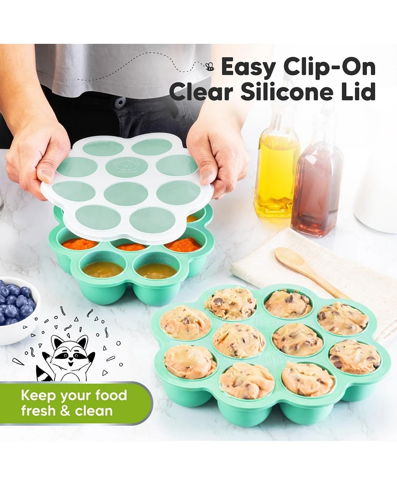 KeaBabies Prep Silicone Baby Food Freezer Tray with Clip-on Lid, 2oz x 10 Molds, Bpa-Free Storage