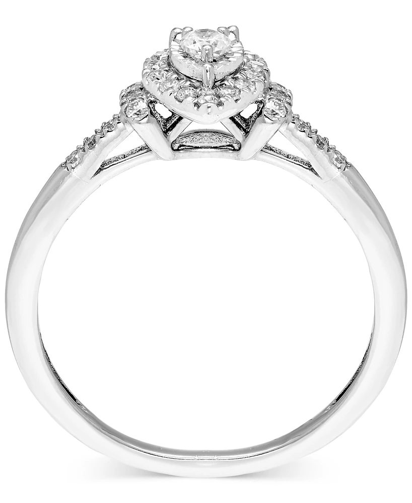 Diamond Pear-Shaped Halo Engagement Ring (1/4 ct. t.w.) in 14k White Gold