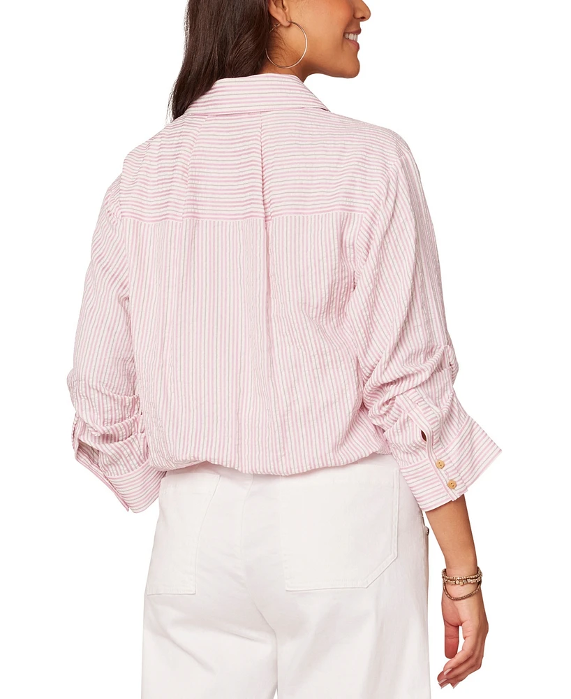 Democracy Women's 3/4-Sleeve Bubble-Hem Shirt