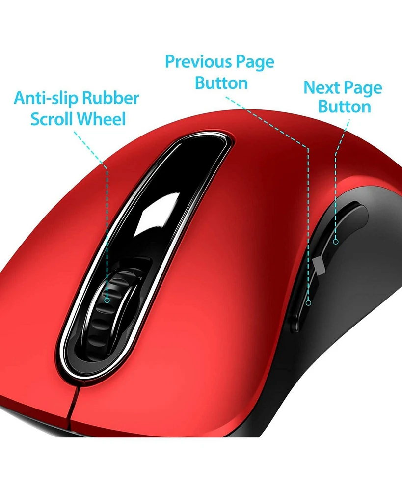 memzuoix 2.4G Wireless Mouse, 1200 Dpi Mobile Optical Cordless Mouse with Usb Receiver, Portable Computer Mice for Laptop, Pc, Desktop, MacBook, 5 But