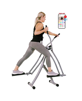 Sunny Health & Fitness Air Walker Lightweight Manual Elliptical, Low-Impact 30-Inch Stride Glider Machine, Free SunnyFit App w/ Bluetooth