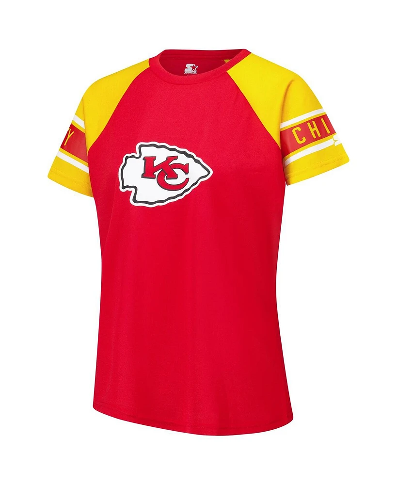 Starter Women's Red Kansas City Chiefs 1st Rounder Color Block Raglan Top