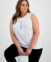 Kasper Plus Size Keyhole-Neckline Sleeveless Top