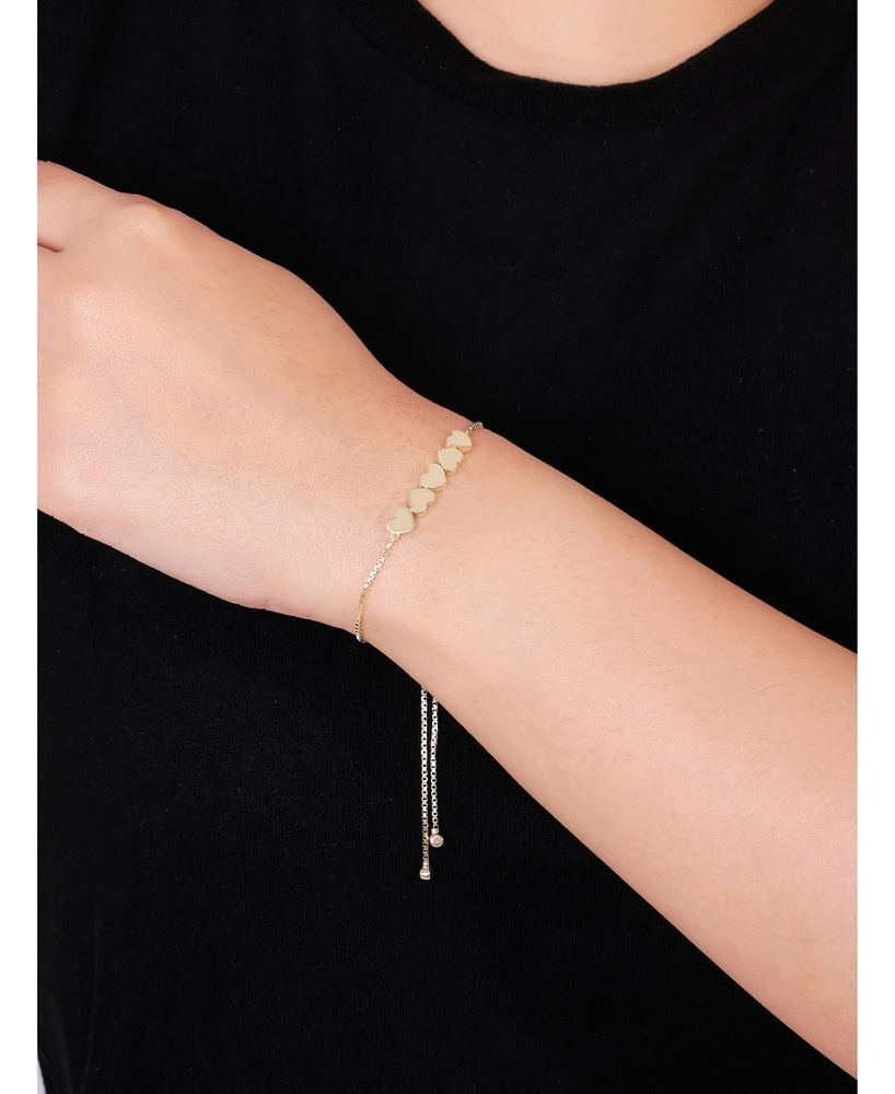 Devata Sweet Heart Box Chain Slider Bolo Bracelet in 14K Gold, Fits 6.0 in to 8.0 in wrist, approx. 4.7 grams
