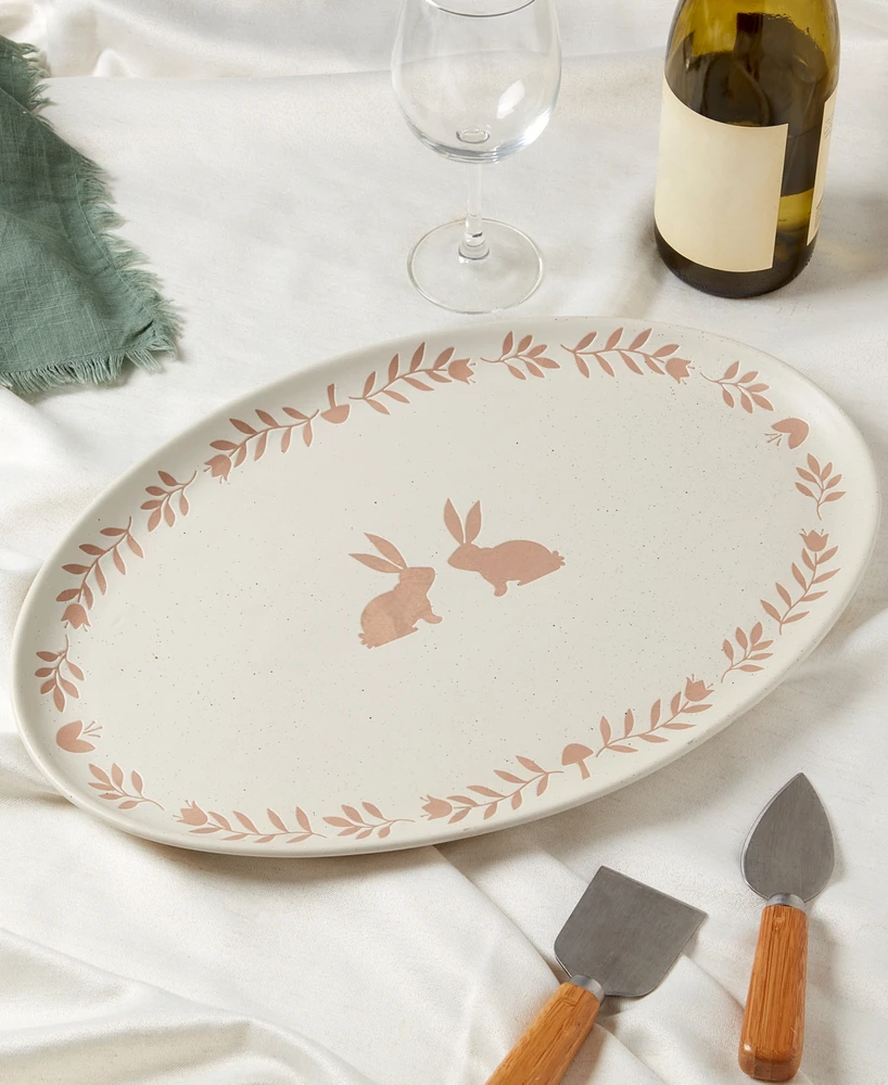 Haven 16" Easter Bunny Ceramic Oval Serving Platter