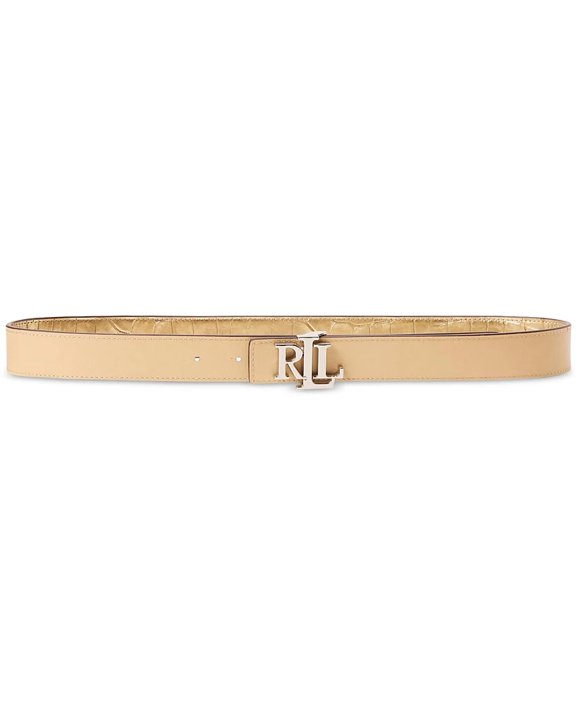 Lauren Ralph Logo Reversible Metallic Embossed Belt