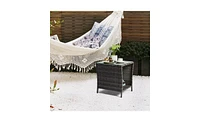 Outdoor Patio Wicker Side Table Stylish and Durable Table for Garden, Deck, or Patio Use