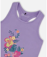 Deux par Deux Toddler Girls Organic Cotton Racerback Tank Top Floral Mauve - Toddler|Child