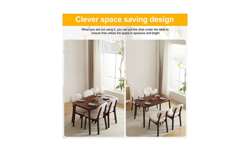 Rubber Wood Dining Table and Chair Set with Cushions