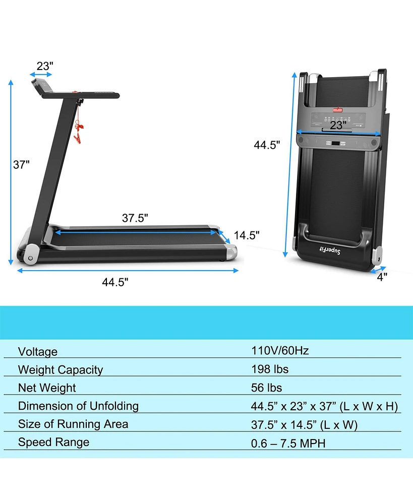 Gymax Electric Folding Treadmill Portable Cardio Running Machine w/ App Control