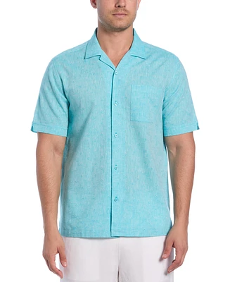Cubavera Men's Linen Blend Diamond Dobby Print Short Sleeve Button-Down Shirt