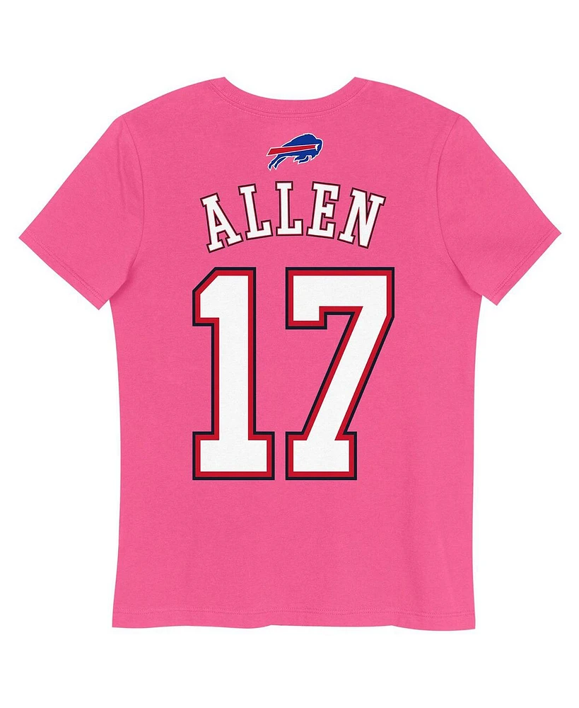 Nike Big Girls Josh Allen Pink Buffalo Bills Player Name Number T-Shirt