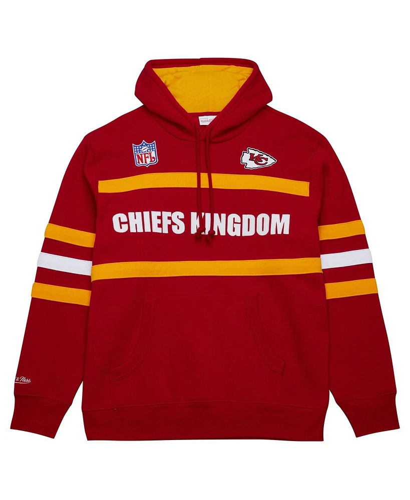 Mitchell & Ness Men's Red Kansas City Chiefs Vintage Logo Head Coach Fleece Pullover Hoodie