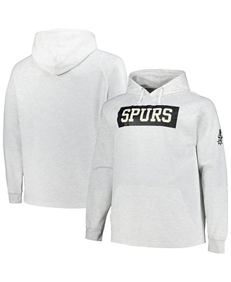 Fanatics Men's Ash San Antonio Spurs Big Tall Raglan Tri-Blend Pullover Hoodie