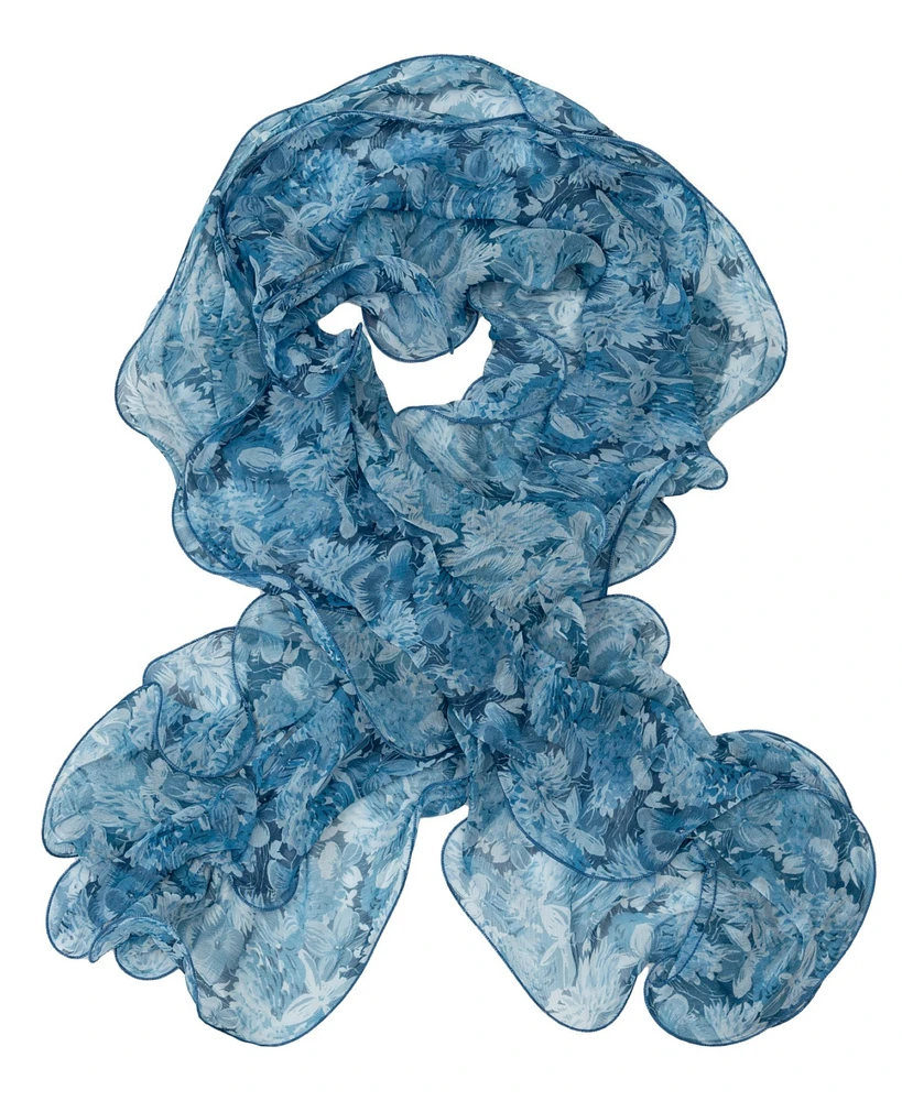 Lauren Ralph Pre-Spring Floral Double Ruffle Scarf