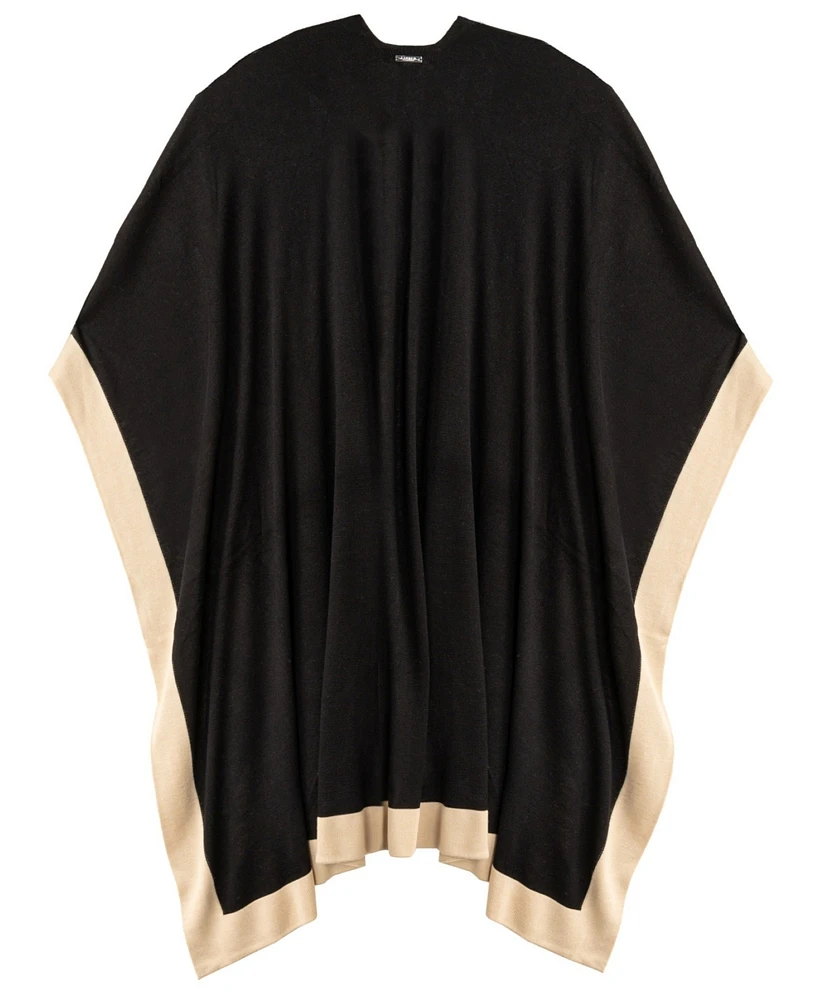 Lauren Ralph Tissue Lightweight Ruana with Border