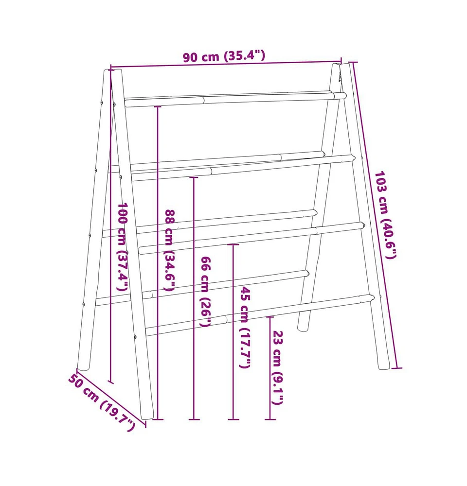 Double Towel Ladder with 4 Rungs 35.4"x19.7"x39.4" Bamboo