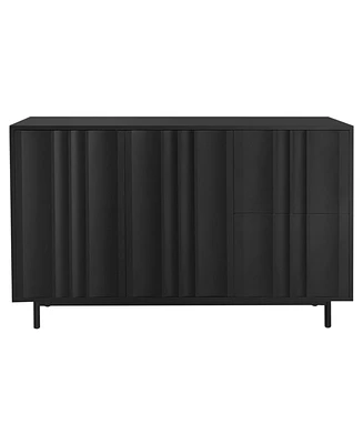 Wave Pattern Storage Cabinet with 2 Doors and 2 Drawers, Adjustable, Suitable for Study, Entrance and Living Room